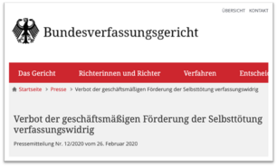 Screenshot der Webseite des deutschen Bundesverfassungsgerichts